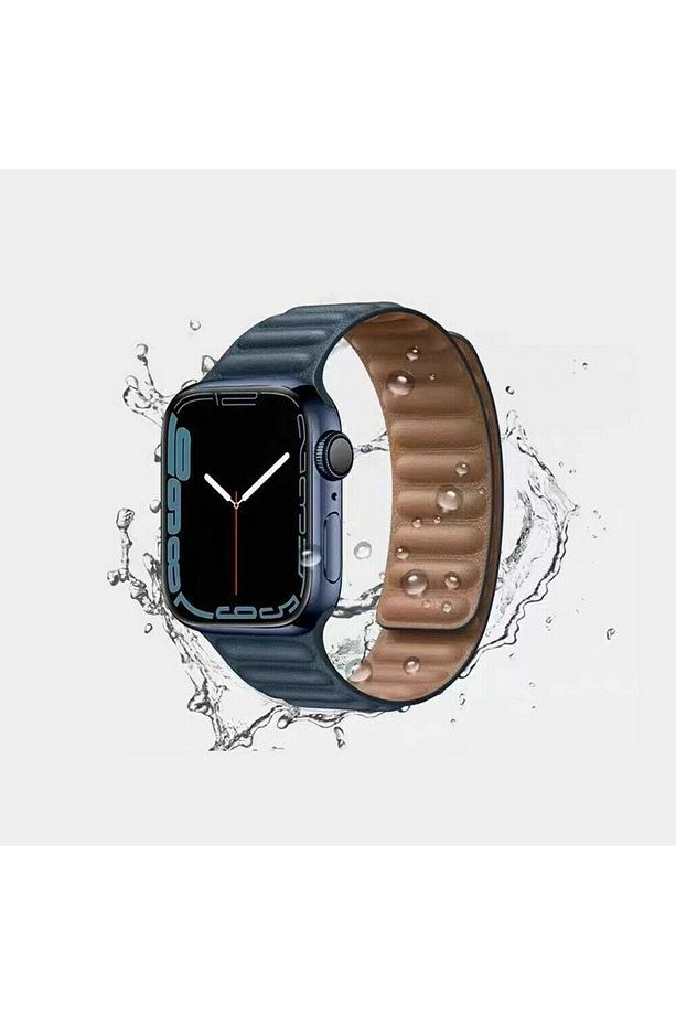 Apple Watch 2/3/4/5/6/7/8/9/se 38mm 40mm 41mm Mıknatıslı Deri Loop Baklalı Kordon - 4