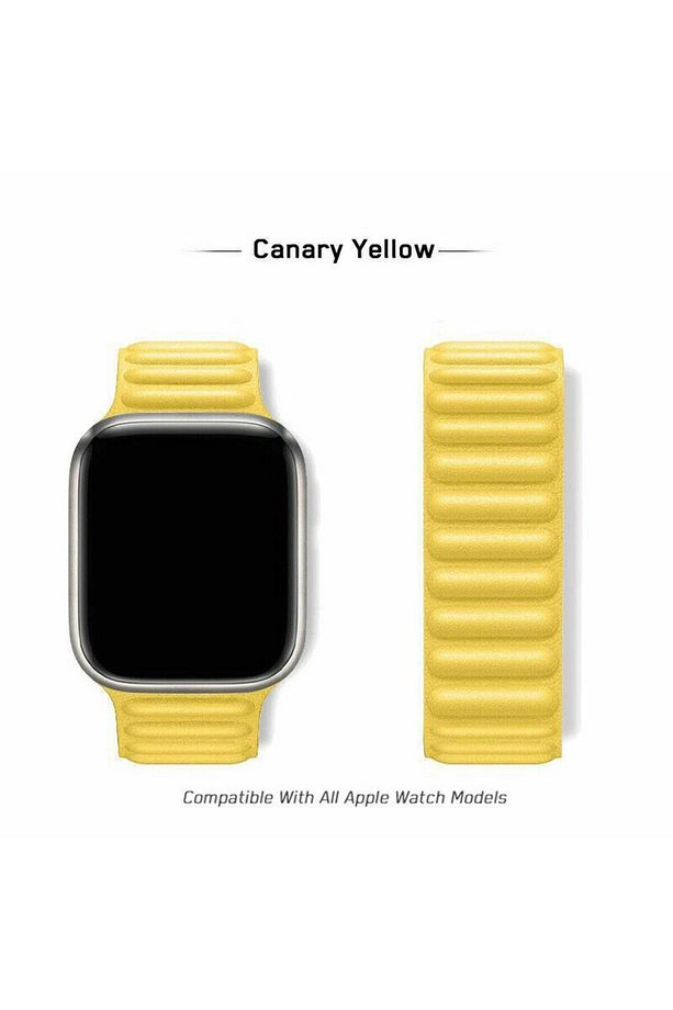 Apple Watch 2/3/4/5/6/7/8/9/se 38mm 40mm 41mm Mıknatıslı Deri Loop Baklalı Kordon - 1