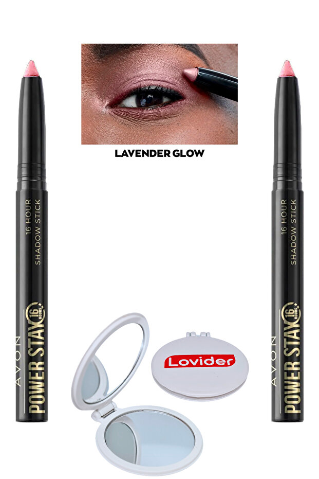 مجموعة هدايا Power Stay Shadow Stick - قلم Lavender Glow مكون من قطعتين ومرآة جيب Lovider