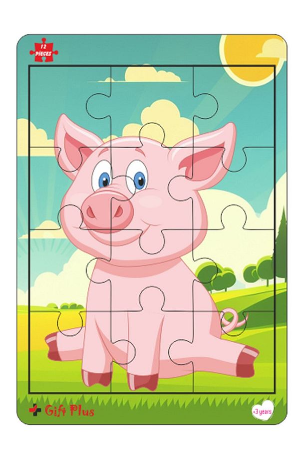 Ahşap Puzzle 6'lı Set Hayvalar Eğitici Yapboz Puzzle Set 2 (12 parça) - 4