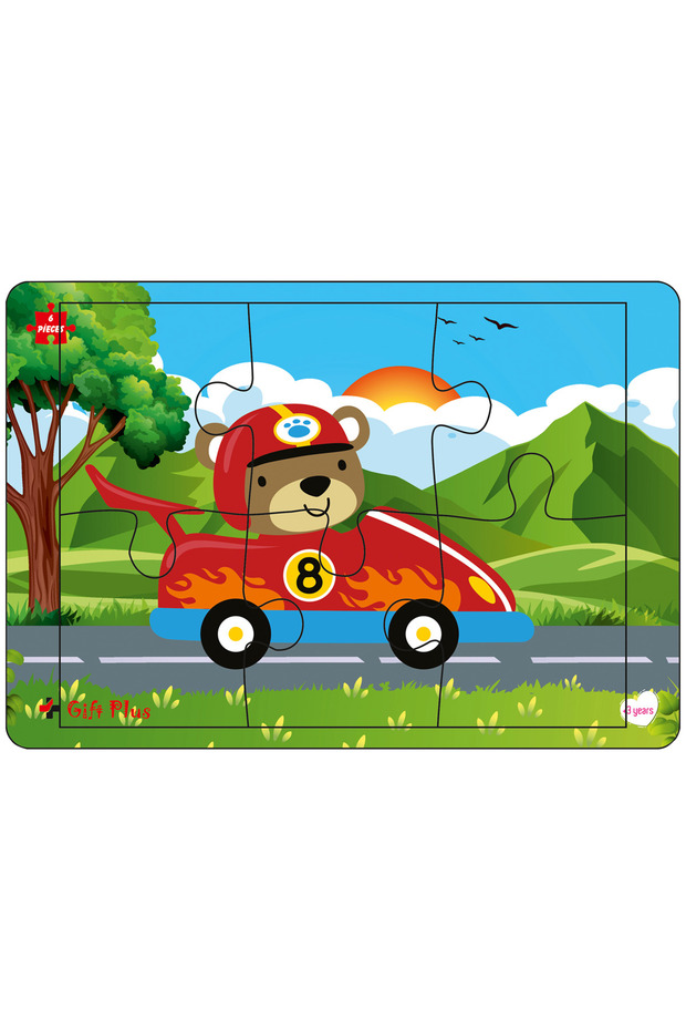 Ahşap Puzzle 6'lı Set Hayvalar Eğitici Yapboz Puzzle Set 1 (6 parça) - 3