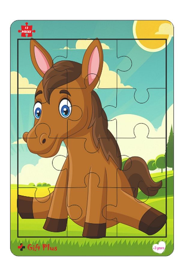 Ahşap Puzzle 6'lı Set Hayvalar Eğitici Yapboz Puzzle Set 2 (12 parça) - 3