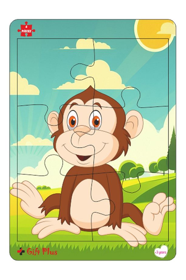 Ahşap Puzzle 6'lı Set Hayvalar Eğitici Yapboz Puzzle Set 3 (6 parça) - 6