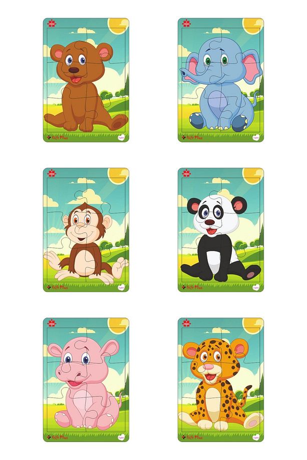 Ahşap Puzzle 6'lı Set Hayvalar Eğitici Yapboz Puzzle Set 3 (6 parça) - 1