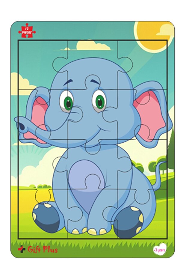 Ahşap Puzzle 6'lı Set Hayvalar Eğitici Yapboz Puzzle Set 3 (12 parça) - 6