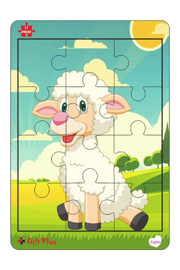Ahşap Puzzle 6'lı Set Hayvalar Eğitici Yapboz Puzzle Set 2 (12 parça) - 6
