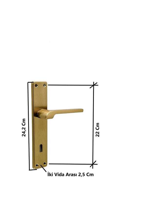 Tutku Titanyum Gold Lüx Aynalı Yale Çelik Kapı Kolu Sol Basar Tek Yön 1 Adet - 4