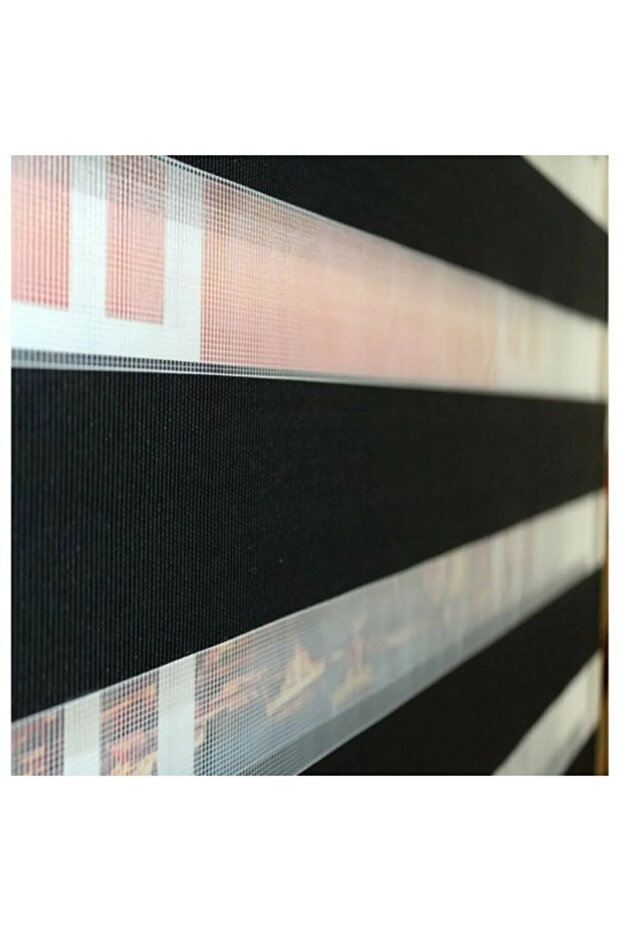 Siyah Etek Dilimli Zebra Perde - 2