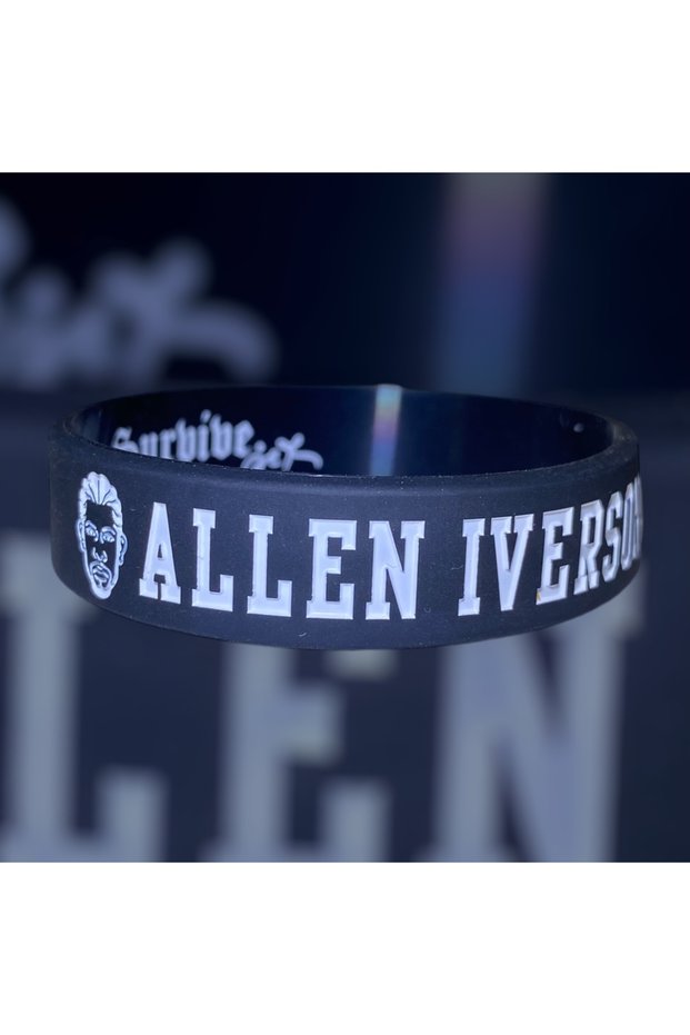 Black Philadelphia 76ers Basketball Bracelet with Allen Iverson Portrait