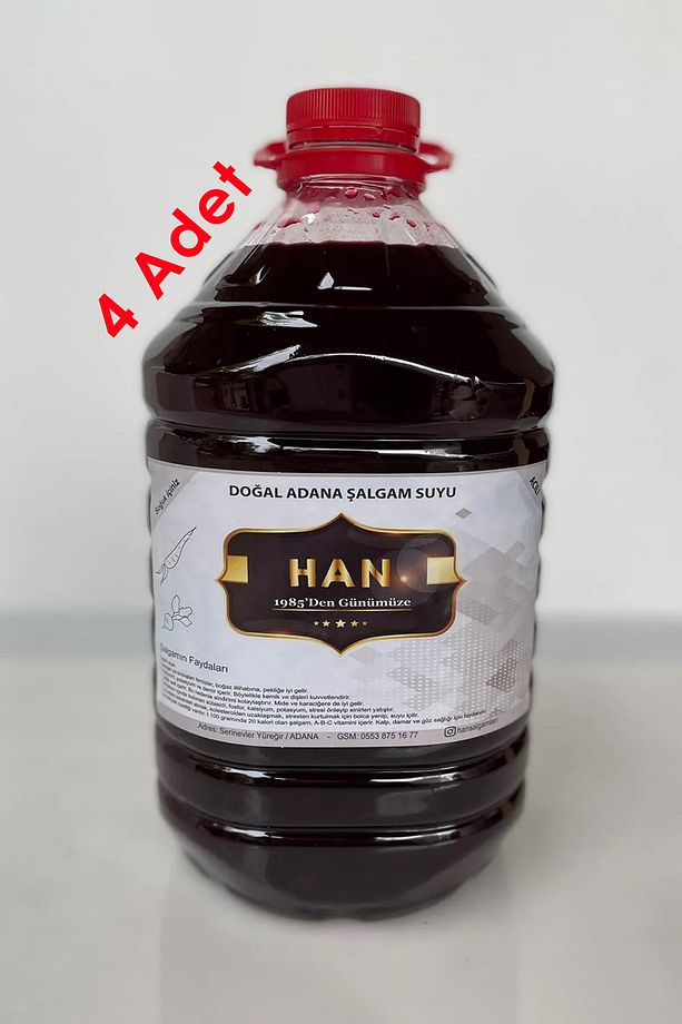 Şalgam Katkısız Adana Şalgamı Acılı 5 Lt (4 Adet) - 1