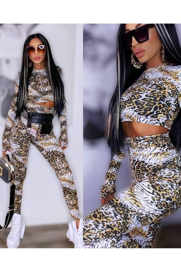 Digital Printed Tights Bustier Double Set - 1