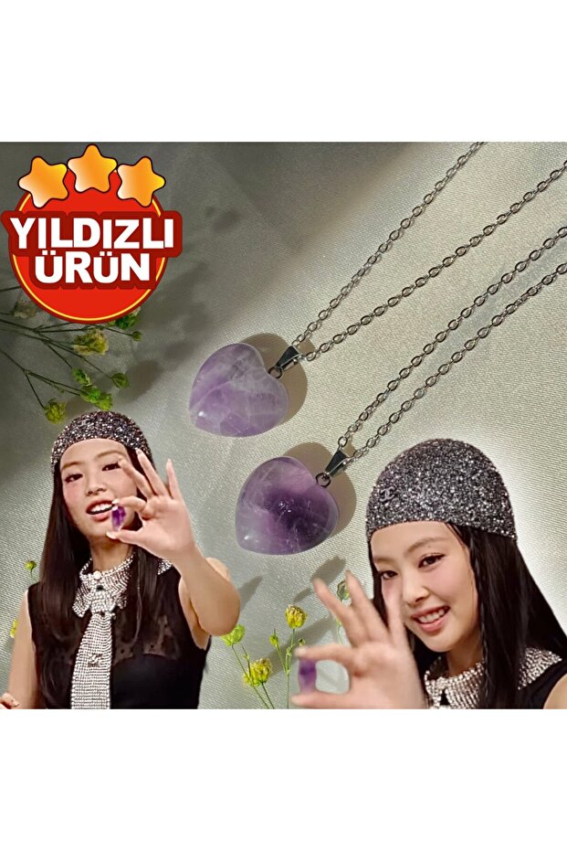 Amethyst Thick Heart Jennie Natural Stone Necklace