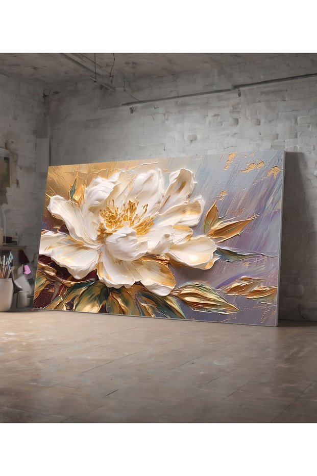 Gold Detail Oil Painting Looking Magnolia Canvas Art Ar030613