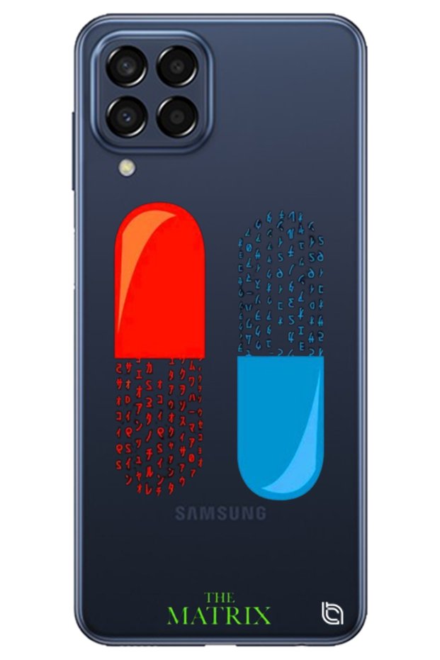 Samsung M22 Clear Premium the Matrix Pill Patterned Silicone Phone Case