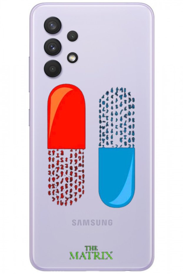 Samsung A32 the Matrix Pill Patterned Transparent Silicone Phone Case