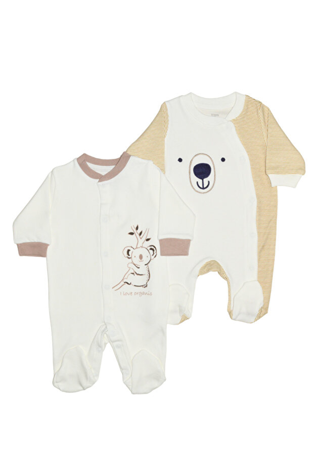 100% Cotton Koala Patterned Striped 2-Piece Baby Rompers162353
