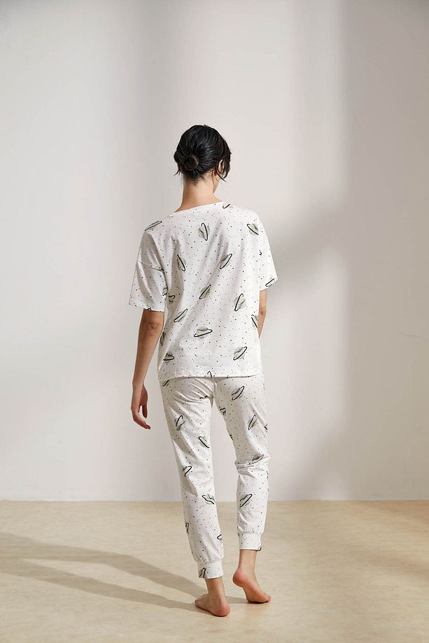 Kadın Pamuklu Uzun Pijama Takımı - 4
