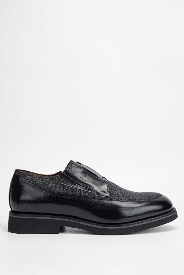 Men's Genuine Leather/Textile Black Loafer Shoes