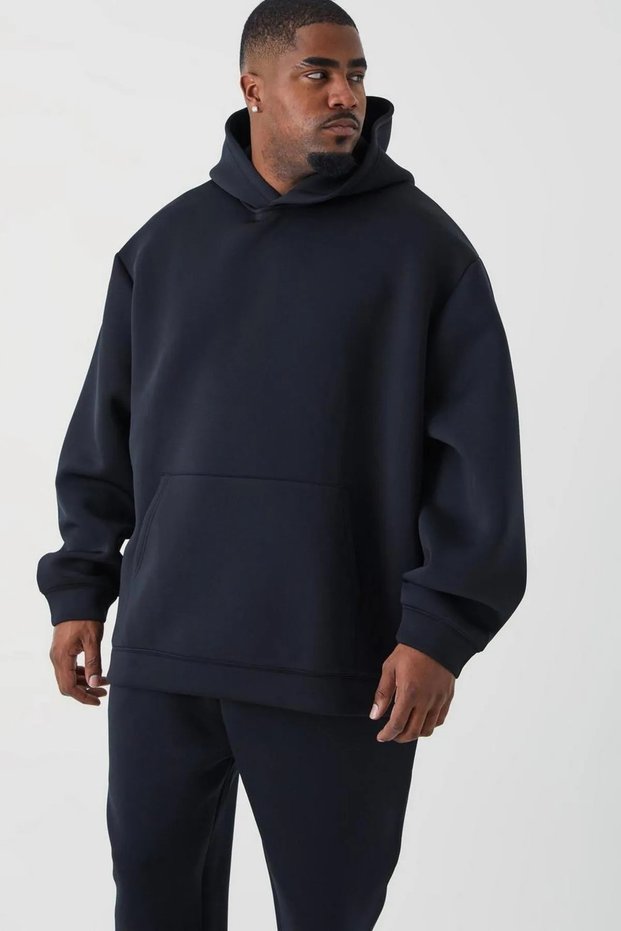 3 Thread Fleece Hooded Oversize Fit Hoodie Black Color Unisex Sweatshirt