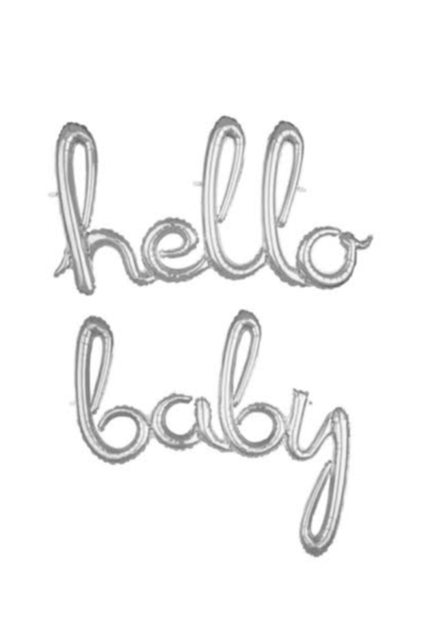 Silver hello baby foil balloon