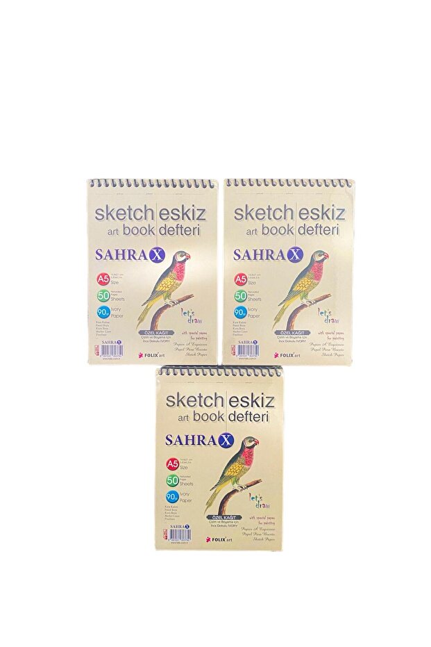 Sketchbook 90 gr A5 50 Sheets Spiral Ivory Sketchbook SET OF 3