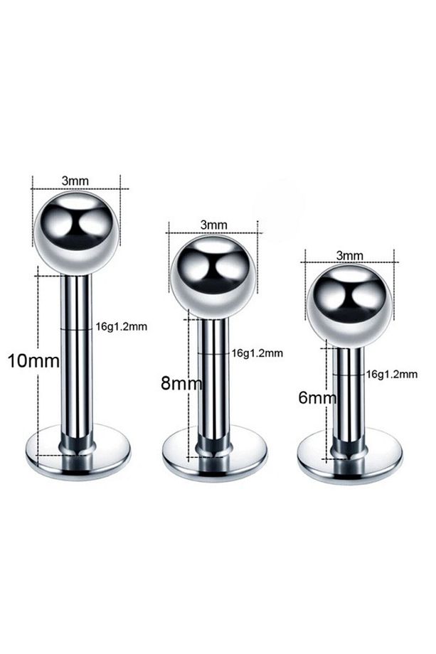 316l Cerrahi Çelik 4'lü Set Tek Top Tragus, Helix, Dudak Piercing 4 Farklı Renk - 2