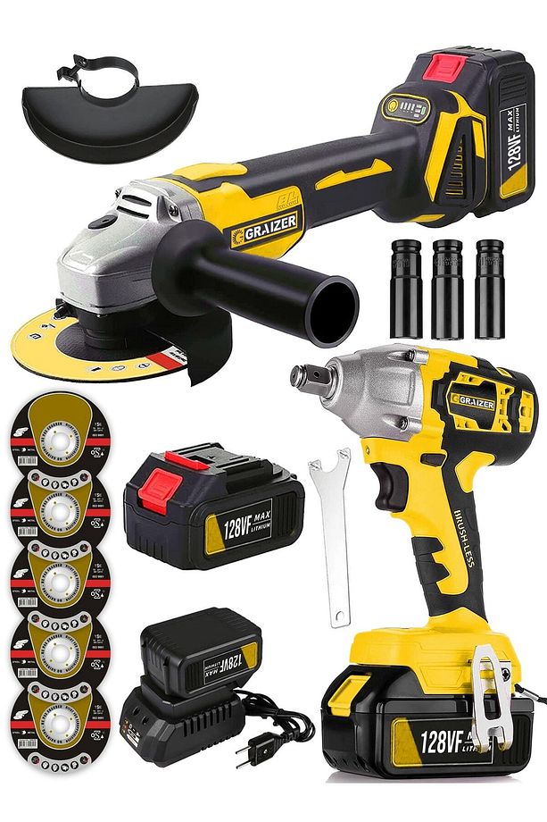 Alman Pro 128 V Profesyonel 2'li Set Somun Sıkma Taşlama Makinesi 2 Akülü Kömürsüz Motor - 2