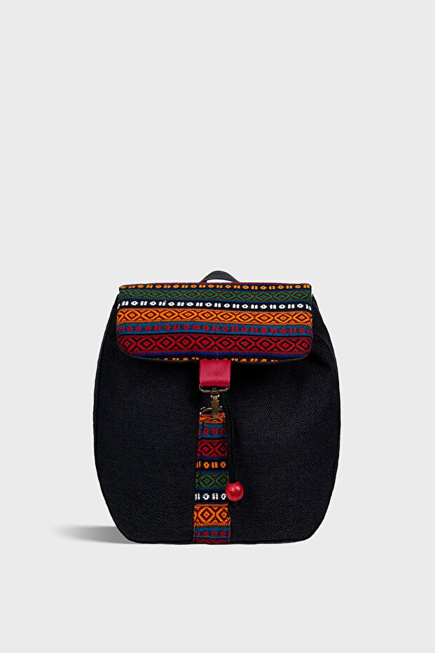 Women's Black Drawstring Backpack Ksırt04
