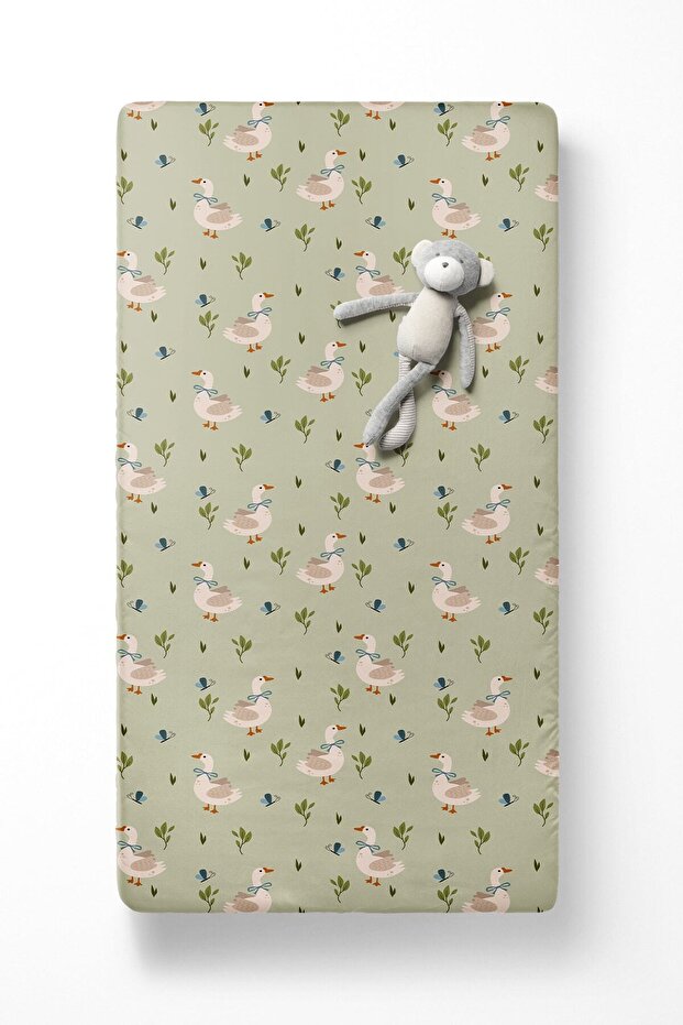 طقم ملاءات مرنة منقوشة باللون الأخضر - 2