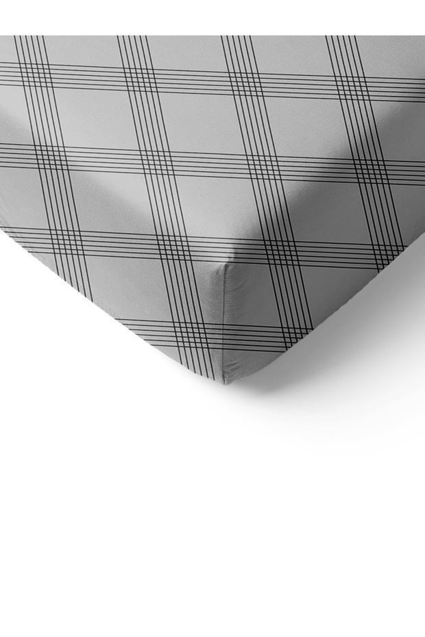 Gray Modern Patterned Single Fitted Sheet Set - 2