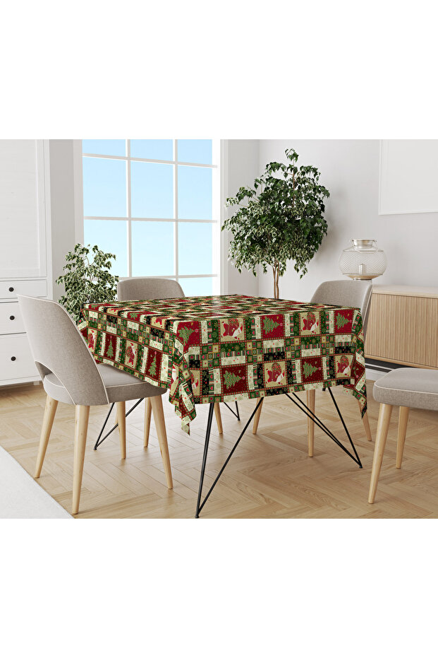 Christmas Patterned Velvet Texture Tablecloth - 1