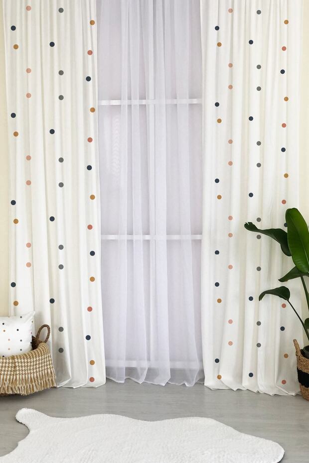 Soft Color Polka Dot Pattern Velvet Baby and Children's Room Background Curtain