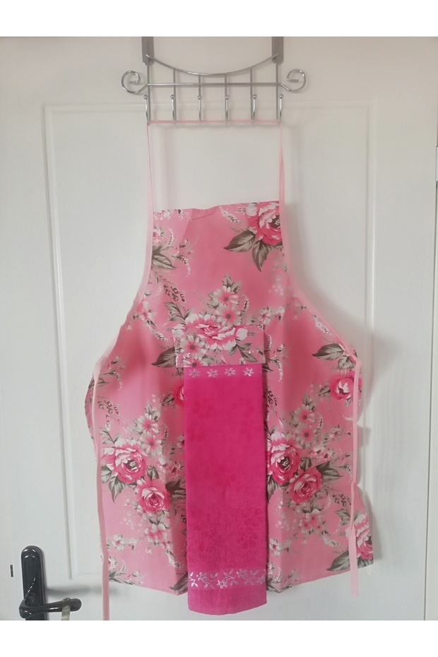 Toweled Kitchen Apron Pink - 1