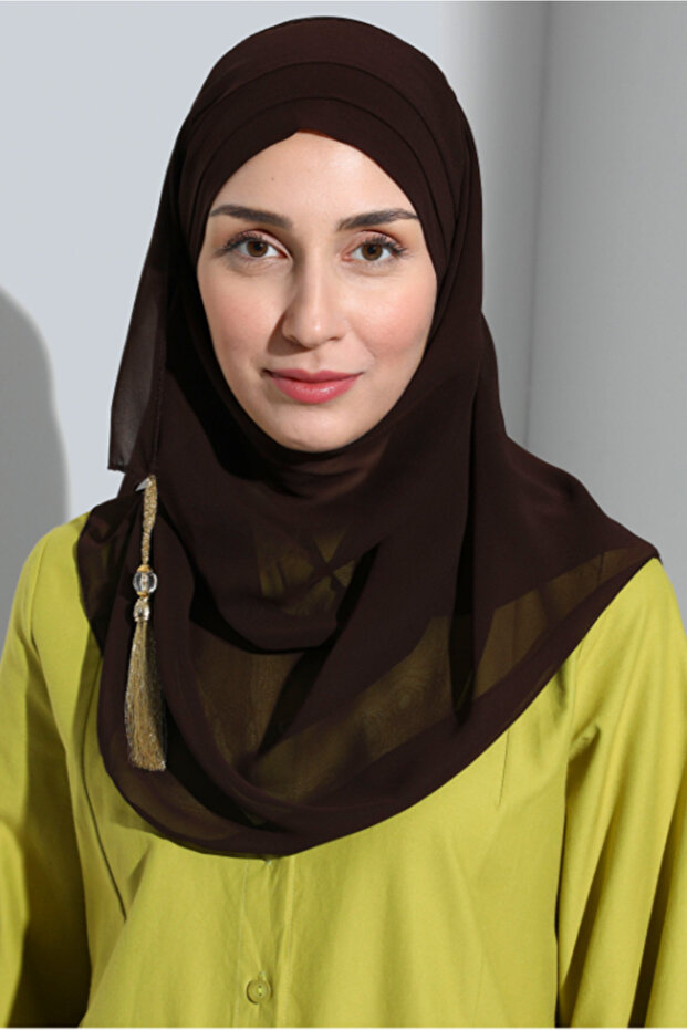 Bonnet Ready Turban Practical Stylish Scarf Hürrem Chiffon Tasseled Coffee Wrap Shawl Hijab Hijab Bonnet
