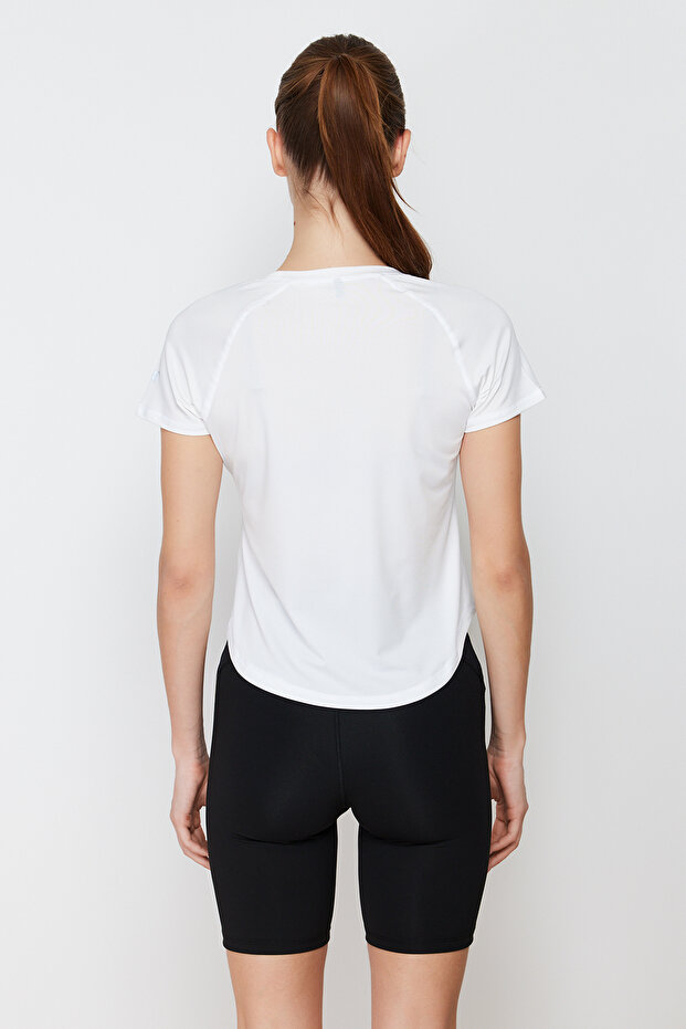 Beyaz Reflektör Baskı Detaylı Örme Spor T-Shirt THMSS24TS00002 - 6