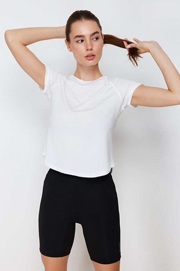 Beyaz Reflektör Baskı Detaylı Örme Spor T-Shirt THMSS24TS00002 - 3