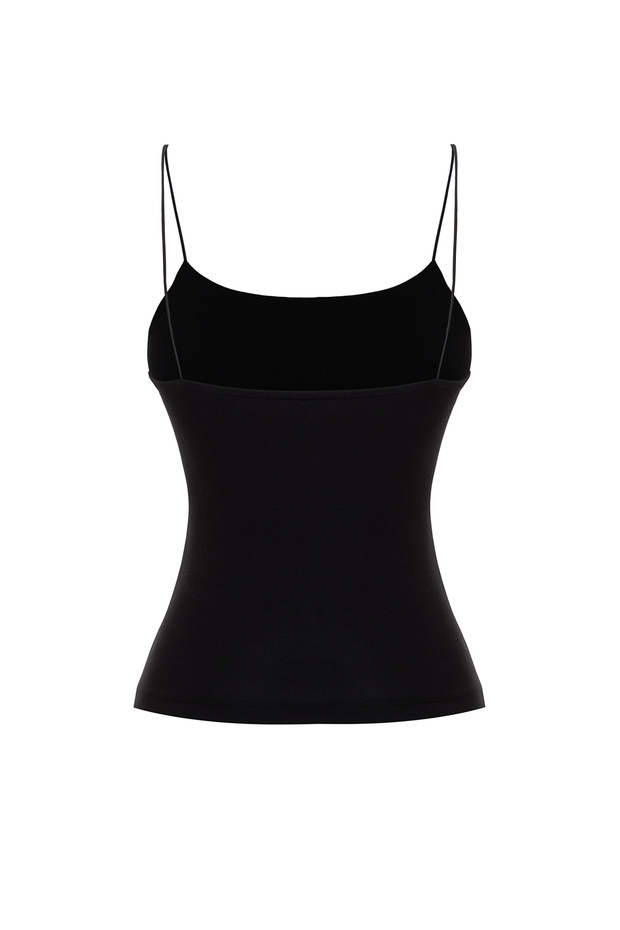 Siyah Askılı Fitted Regular Boy Esnek Örme Atlet TWOSS24AL00024 - 8