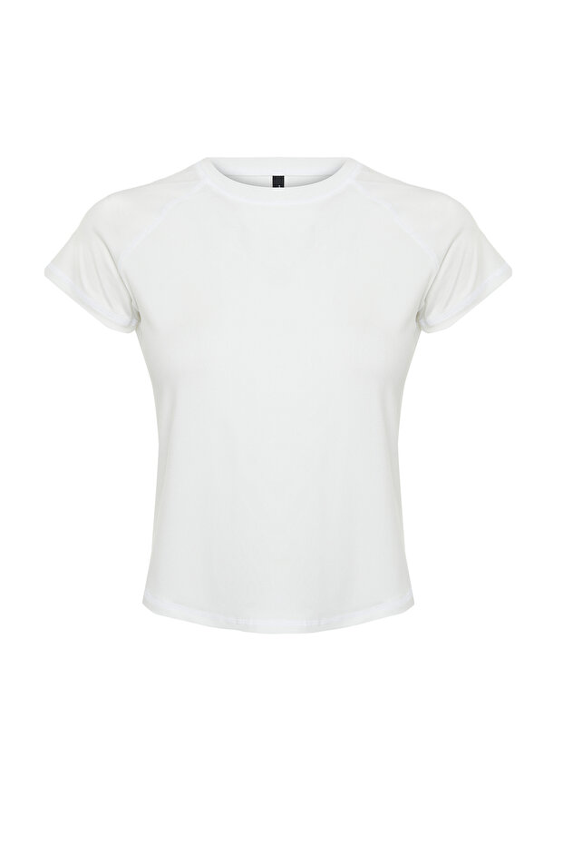 Beyaz Reflektör Baskı Detaylı Örme Spor T-Shirt THMSS24TS00002 - 7