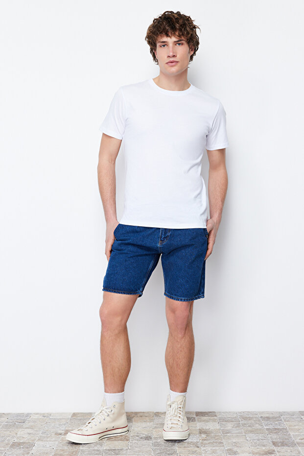 Lacivert Pileli Regular Şort & Bermuda TMNSS21SR0493 - 6