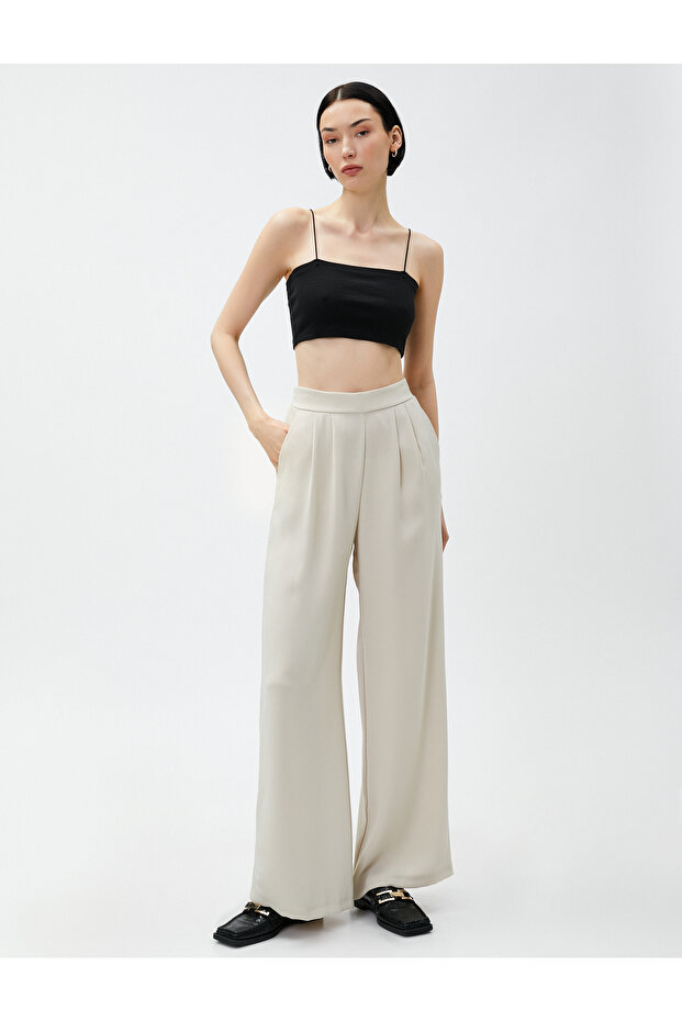 Wide Leg Trousers with Elastic Waist