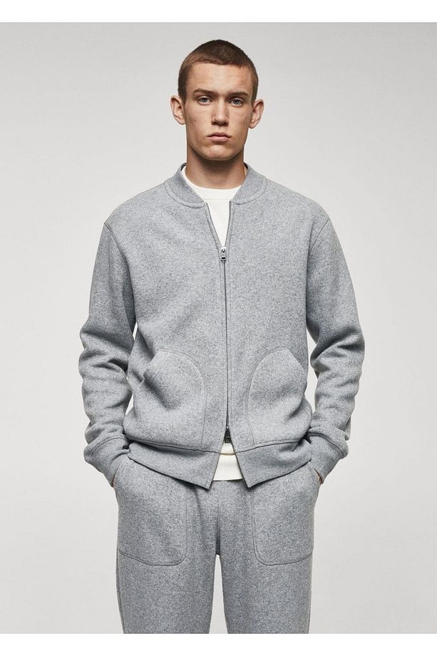 Yün Karışımlı Bomber Sweatshirt - 1