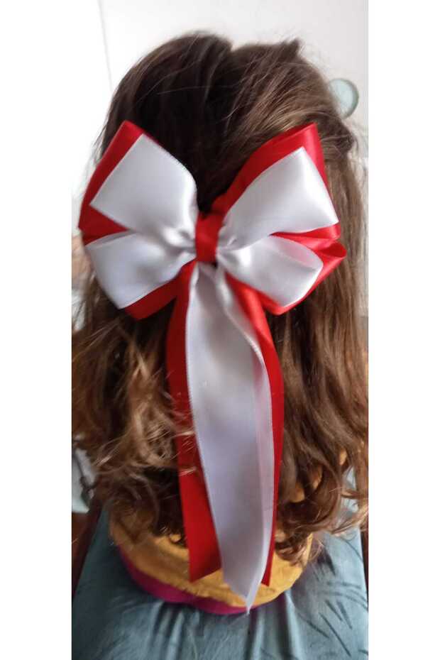 Handmade Red White Satin Bow Buckle