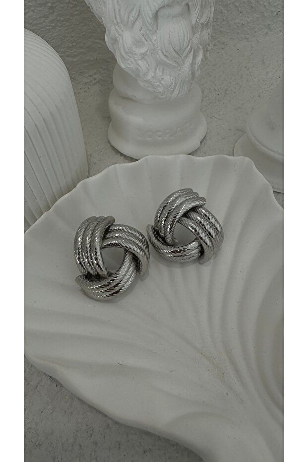 Çelik 3’lü Sarmal Model Küpe - 2