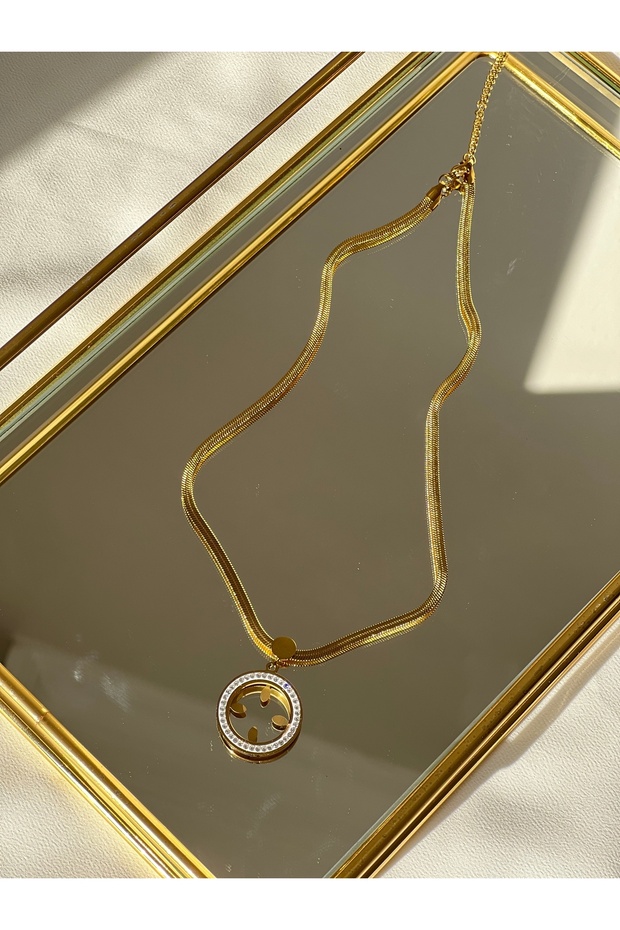 Çeyrek Yerleştirmeli Çelik Kolye - 2