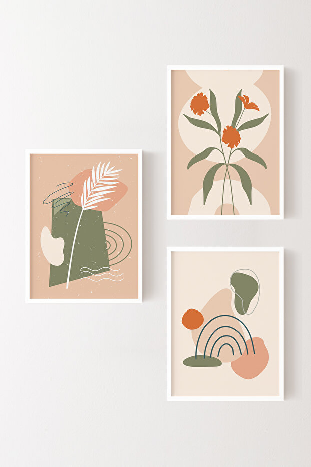 Abstract Painting Set of 3 - White Frame