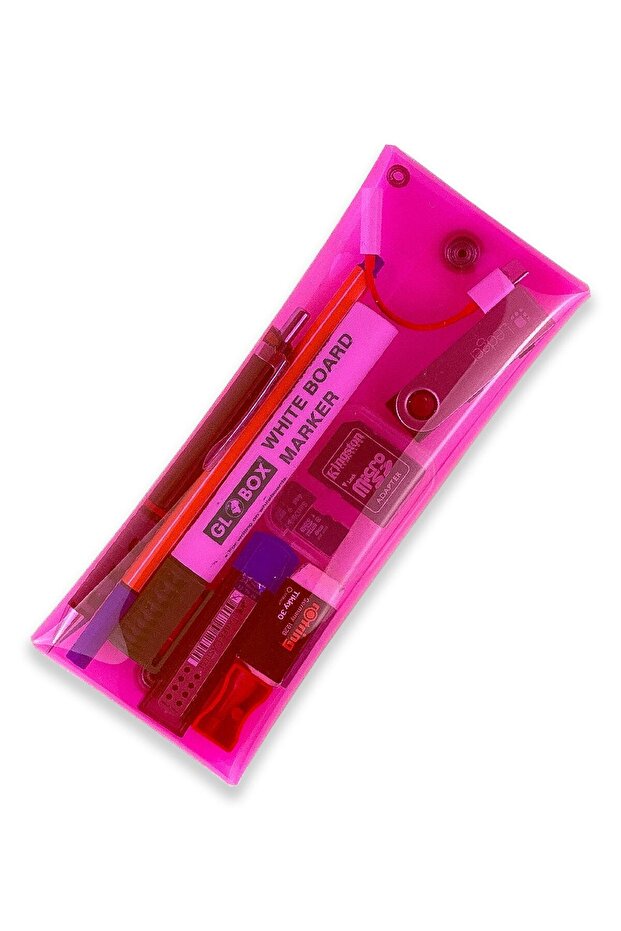 Jellycase Pencil Case Pen Holder (MAKE-UP COSMETIC ACCESSORY BAG) Organizer Pink - Transparent PVC