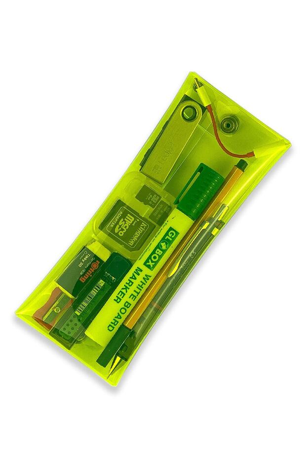 Pencil Case Pen Holder (MAKEUP COSMETIC ACCESSORY BAG) Organizer Jellycase Lemon - Transparent PVC