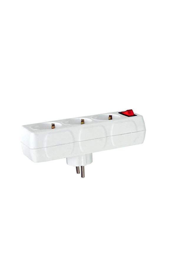 White Current Protected Triple Socket - Switched - 5