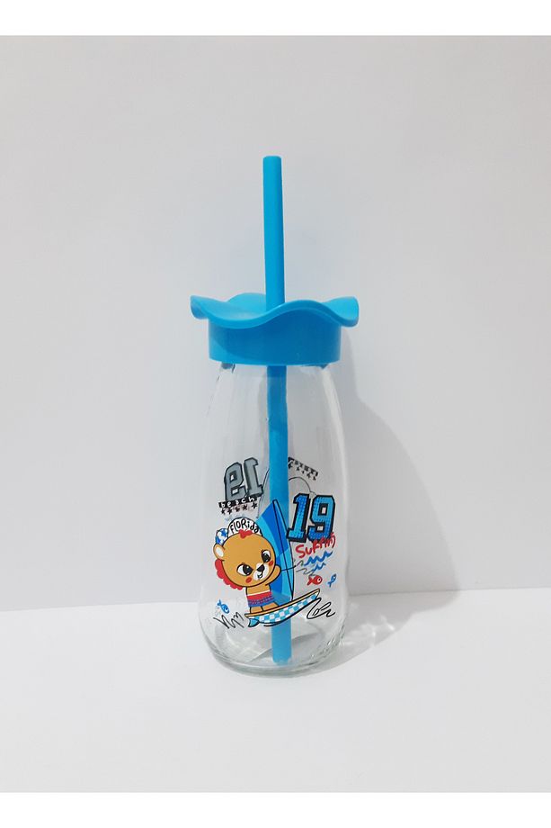 Pipetli Süt Şişesi Çocuklar İçin Süt Meye Suyu Şişesi 250ml Karikatür Desenli Şişe - 6
