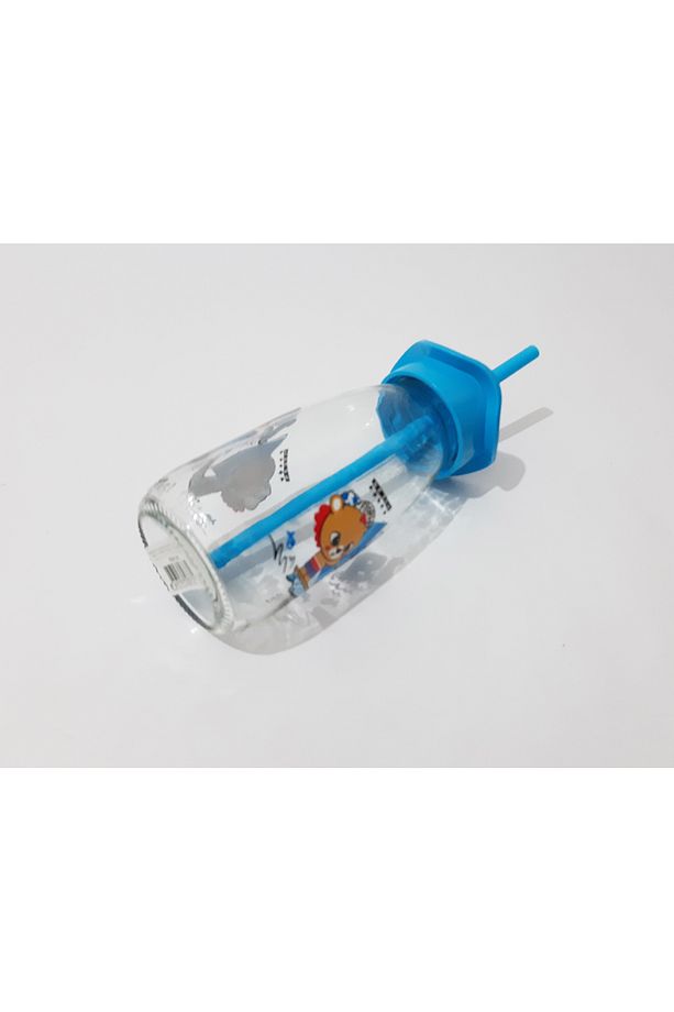 Pipetli Süt Şişesi Çocuklar İçin Süt Meye Suyu Şişesi 250ml Karikatür Desenli Şişe - 4